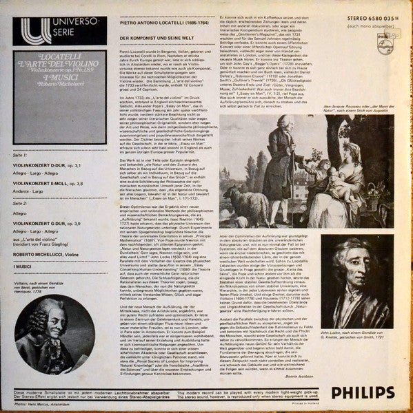 Pietro Antonio Locatelli, I Musici, Roberto Michelucci : L'arte Del Violino (LP)