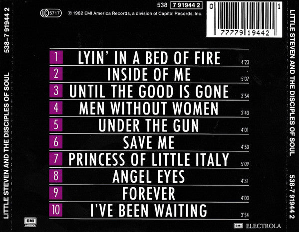 Little Steven And The Disciples Of Soul : Men Without Women (CD, Album)
