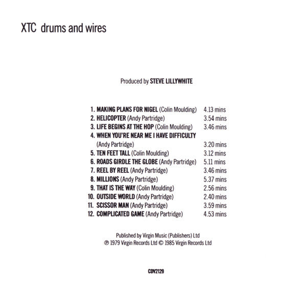 XTC : Drums And Wires (CD, Album, RE)