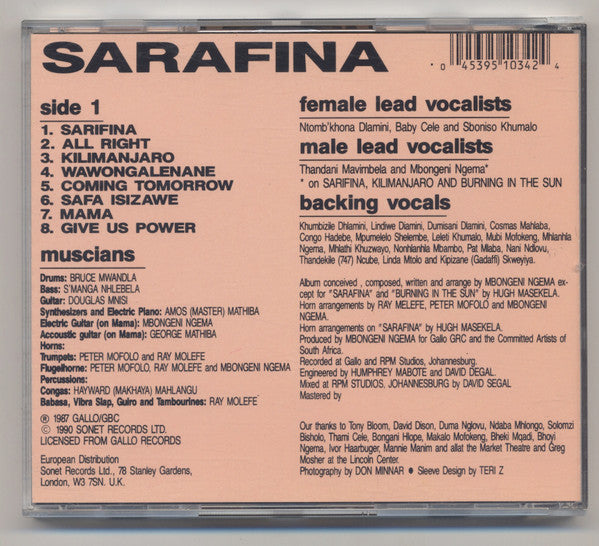 Mbongeni Ngema / Hugh Masekela : Sarafina! (CD, Album, RE)