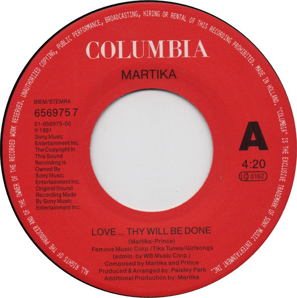 Martika : Love...Thy Will Be Done (7", Single)
