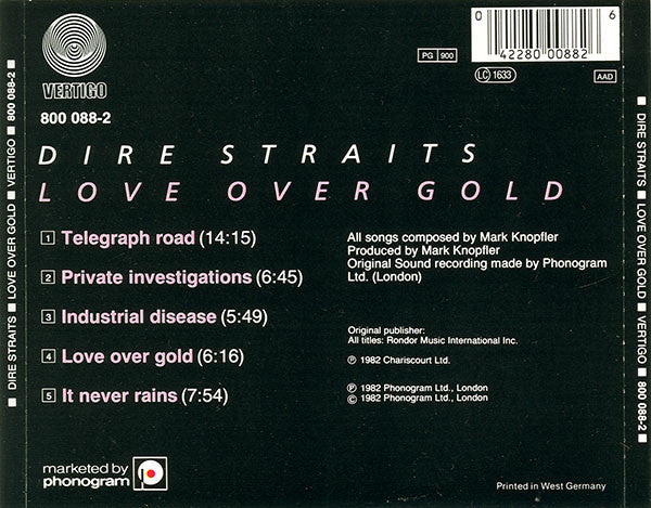 Dire Straits : Love Over Gold (CD, Album, RE, Red)