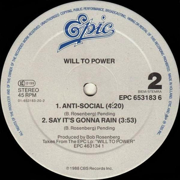 Will To Power : Freebaby (Baby, I Love Your Way/Free Bird) (12", Maxi)