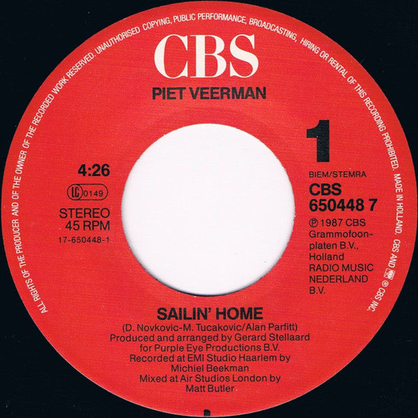 Piet Veerman : Sailin' Home (7", Single)