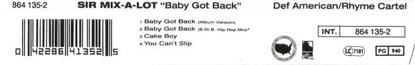 Sir Mix-A-Lot : Baby Got Back (CD, Maxi)