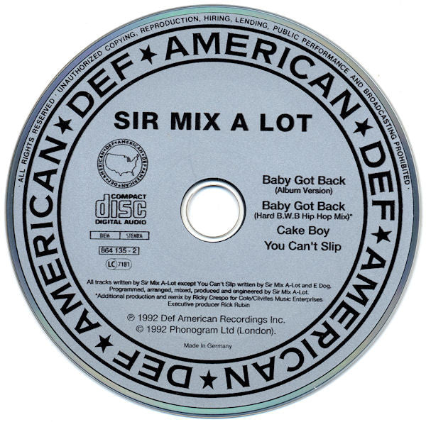 Sir Mix-A-Lot : Baby Got Back (CD, Maxi)