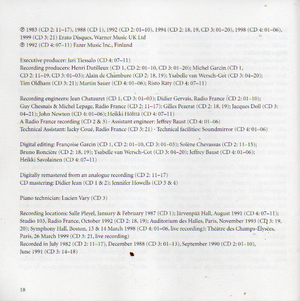 Henri Dutilleux : 1916 - 2013 (4xCD, Comp, RE, RM)