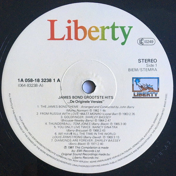 Various : James Bond Grootste Hits (LP, Comp, RE)