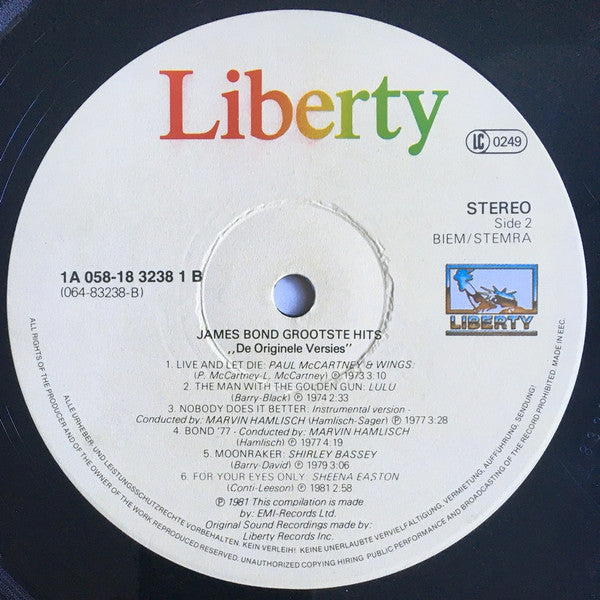 Various : James Bond Grootste Hits (LP, Comp, RE)