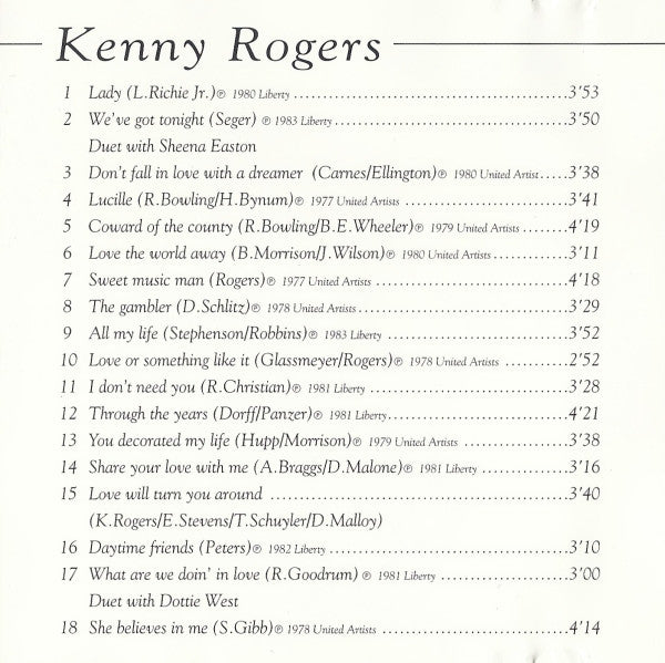 Kenny Rogers : His Greatest Hits (CD, Comp)