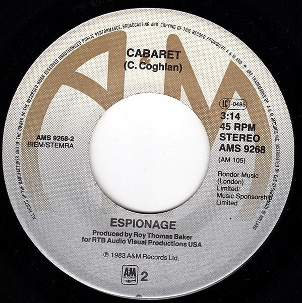 Espionage (4) : The Sound Of Breaking Hearts (7", Single)