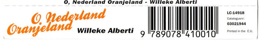 Willeke Alberti : Nederland Oranjeland (CD, Single)