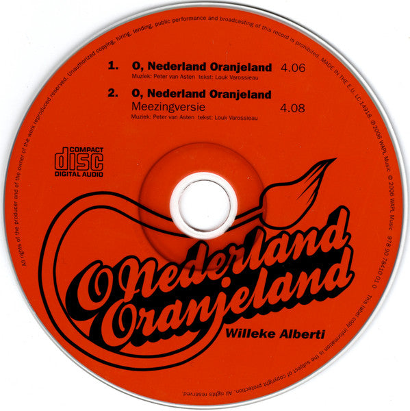 Willeke Alberti : Nederland Oranjeland (CD, Single)