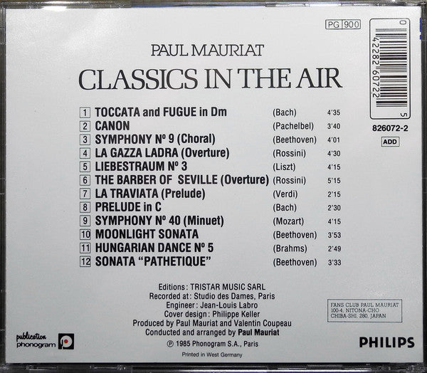Paul Mauriat : Classics In The Air (CD, Album, RE)