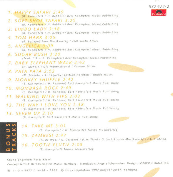Bert Kaempfert & His Orchestra : Safari Swings Again (Original Album & Bonus Tracks) (CD, Album, RE)