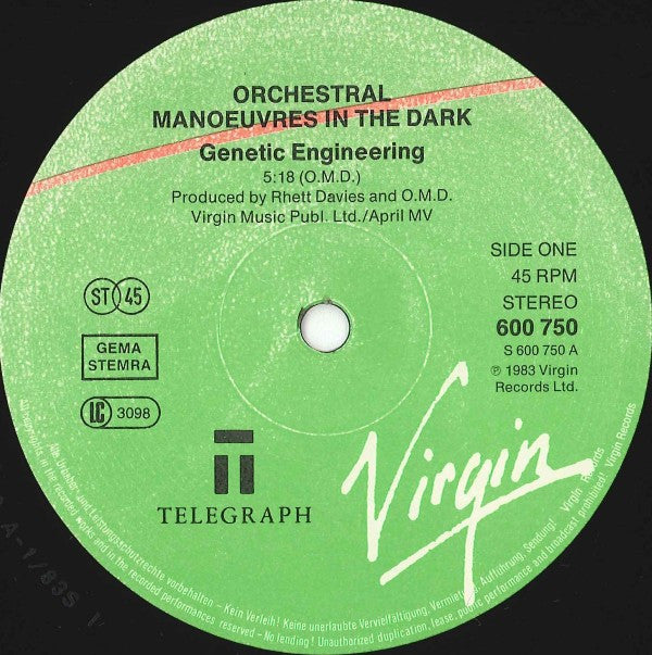 Orchestral Manoeuvres In The Dark : Genetic Engineering (312mm Version) (12", Single)