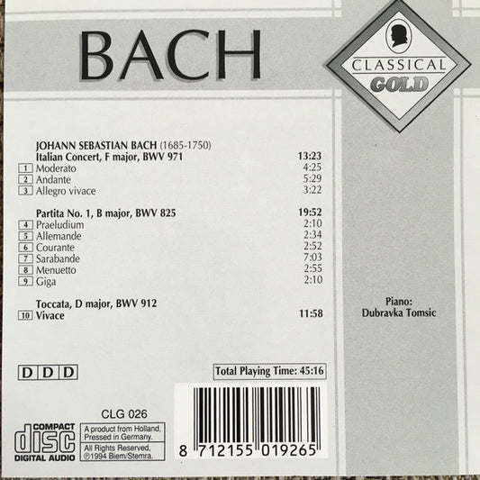 Johann Sebastian Bach : Piano Music / Italian Concert / Partita No. 1 / Toccata (CD, Comp)