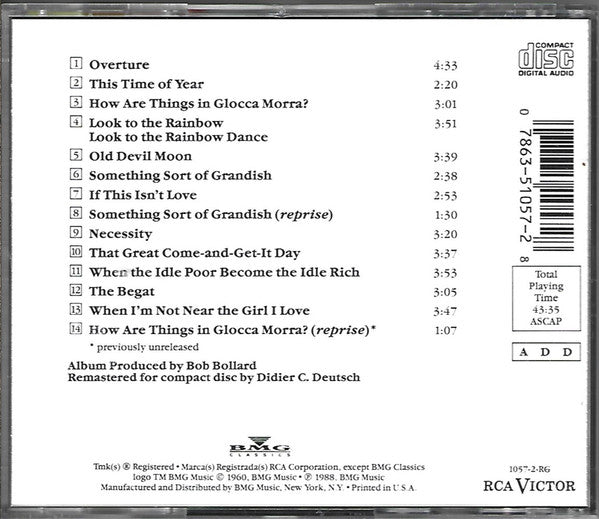 Burton Lane, E.Y. Harburg : Jeannie Carson, Howard Morris / Biff McGuire, Carol Brice / Sorrell Booke and Bobby Howes : Finian's Rainbow (The Original Cast Of The 1960 Broadway Production) (CD, Album, RE, RM)