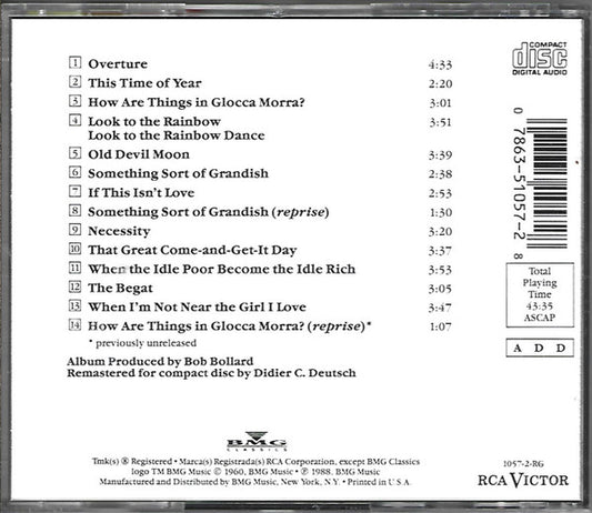 Burton Lane, E.Y. Harburg : Jeannie Carson, Howard Morris / Biff McGuire, Carol Brice / Sorrell Booke and Bobby Howes : Finian's Rainbow (The Original Cast Of The 1960 Broadway Production) (CD, Album, RE, RM)