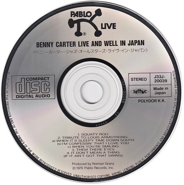 Benny Carter : 'Live And Well In Japan! (CD, Album)