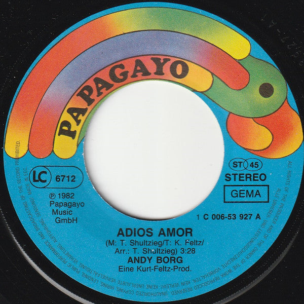 Andy Borg : Adios Amor (7", Single)