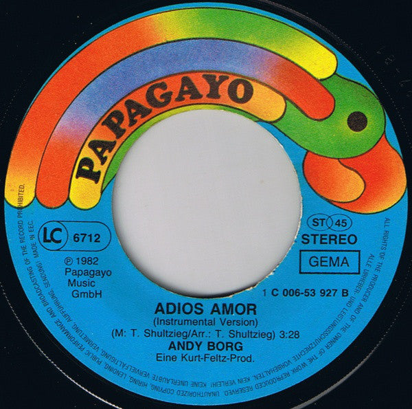 Andy Borg : Adios Amor (7", Single)
