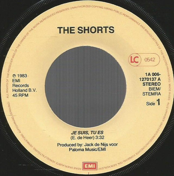 The Shorts : Je Suis, Tu Es / Ik Zing (7", Single)