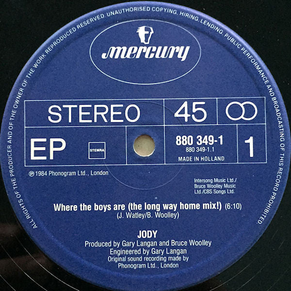 Jody Watley : Where The Boys Are (The Long Way Home Mix!) (12")