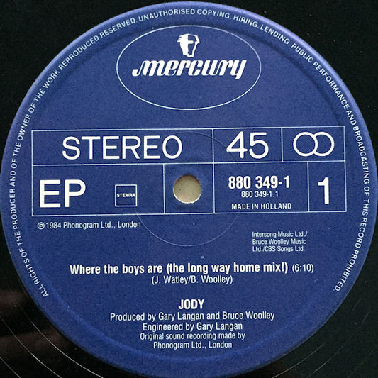 Jody Watley : Where The Boys Are (The Long Way Home Mix!) (12")