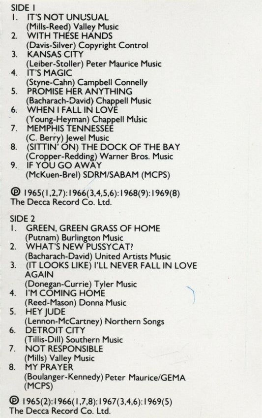 Tom Jones : It's Not Unusual (Cass, Comp, RE)