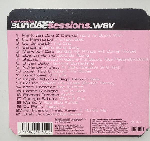 Mark van Dale : Sundae Sessions.wav (CD, Mixed)