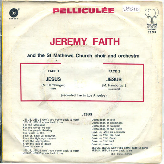 Jeremy Faith And The Saint Mathews Church Choir And Orchestra : Jesus (7", Single)