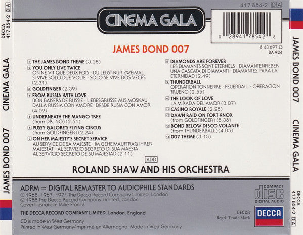 The Roland Shaw Orchestra : James Bond 007 (CD, Comp, RM)