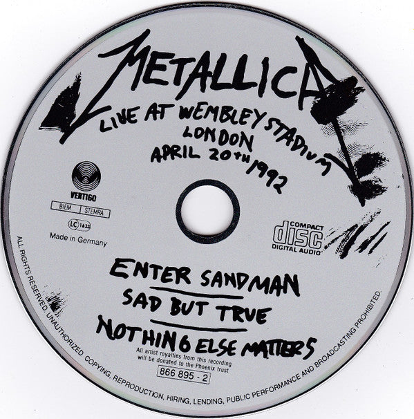 Metallica : Nothing Else Matters (Live At Wembley Stadium London April 20th 1992) (CD, Maxi)