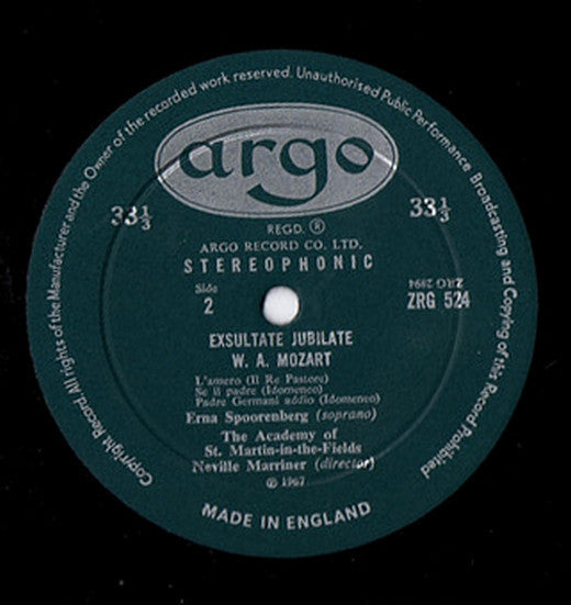 Wolfgang Amadeus Mozart - Erna Spoorenberg, Sir Neville Marriner Directs The  The Academy Of St. Martin-in-the-Fields : Exsultate Jubilate (LP)