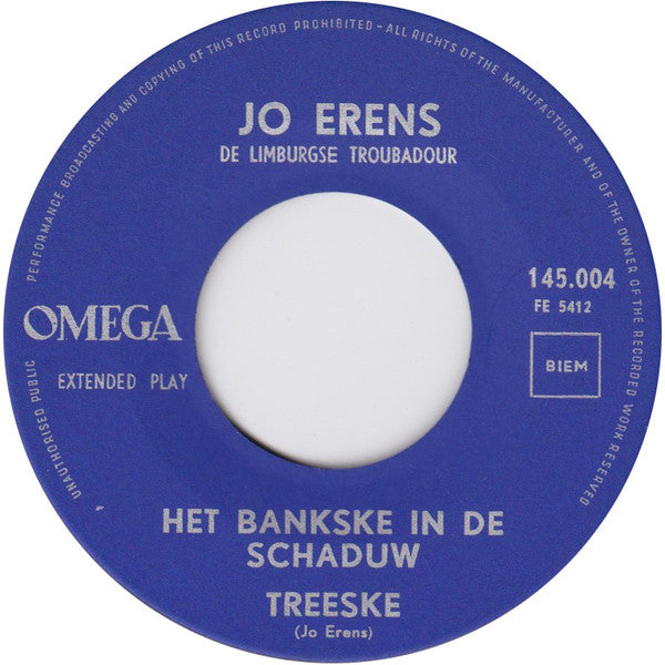 Jo Erens : Het Bankske In De Schaduw / Schwerbelke / Jan Rattaplan / Treeske (7", EP)