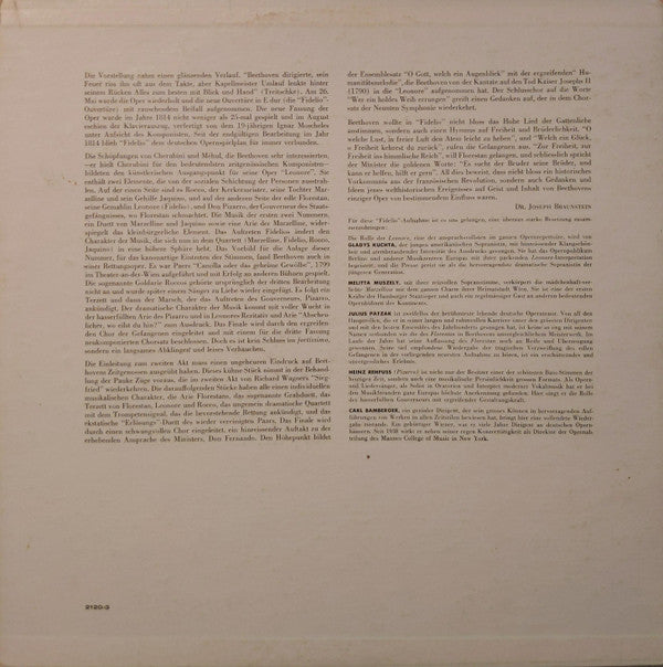 Ludwig van Beethoven, Gladys Kuchta, Melitta Muszely, Julius Patzak, Heinz Rehfuss, NDR Chor, NDR Sinfonieorchester, Carl Bamberger : Fidelio (2xLP)