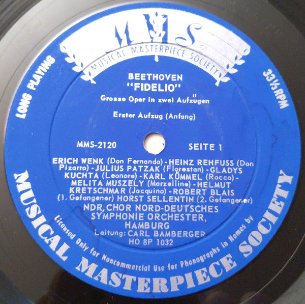 Ludwig van Beethoven, Gladys Kuchta, Melitta Muszely, Julius Patzak, Heinz Rehfuss, NDR Chor, NDR Sinfonieorchester, Carl Bamberger : Fidelio (2xLP)