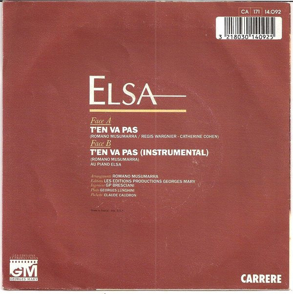 Elsa (2) : T'en Va Pas (7", Single)
