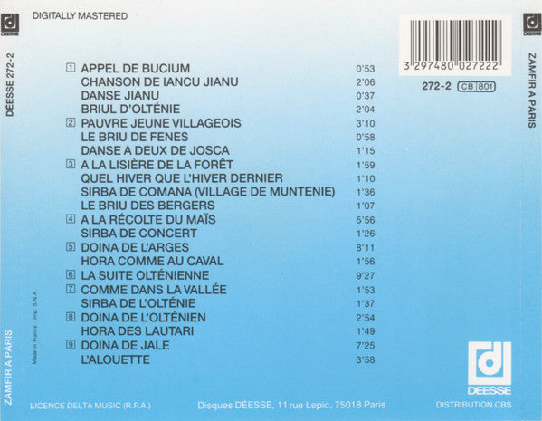 Orchestra Gheorghe Zamfir : Zamfir À Paris (CD, Album)