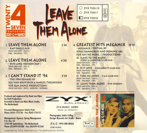 Twenty 4 Seven Featuring Stay-C And Nance : Leave Them Alone (CD, Maxi)