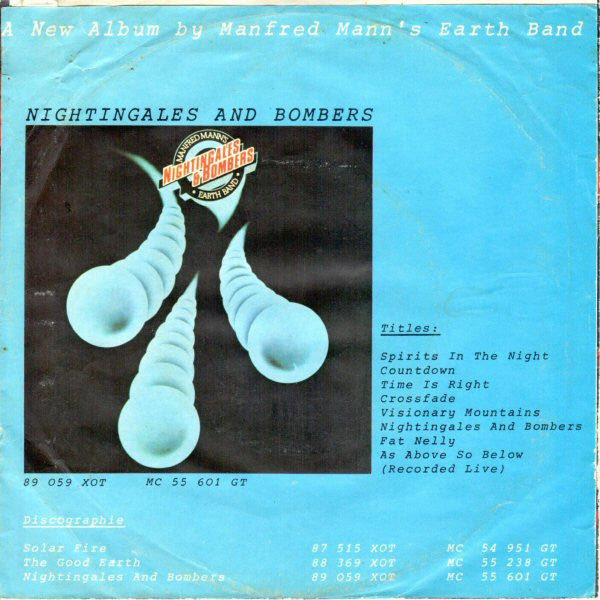 Manfred Mann's Earth Band : Spirits In The Night / As Above So Below (7")