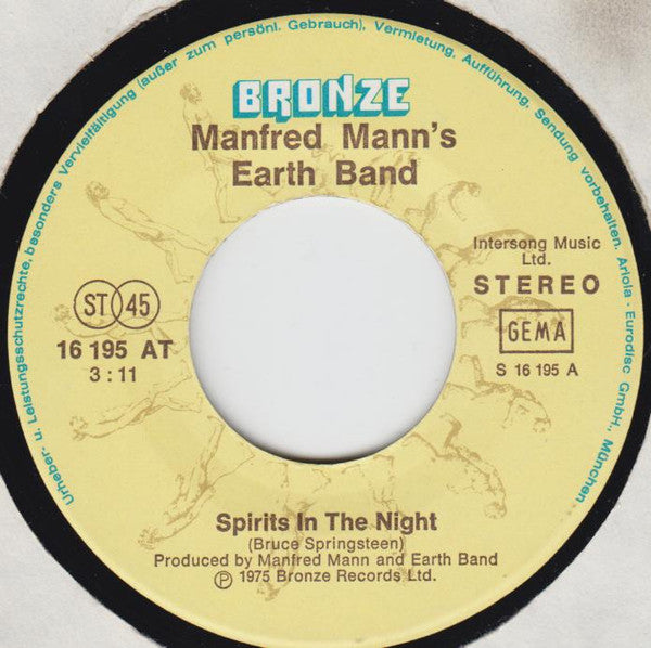Manfred Mann's Earth Band : Spirits In The Night / As Above So Below (7")