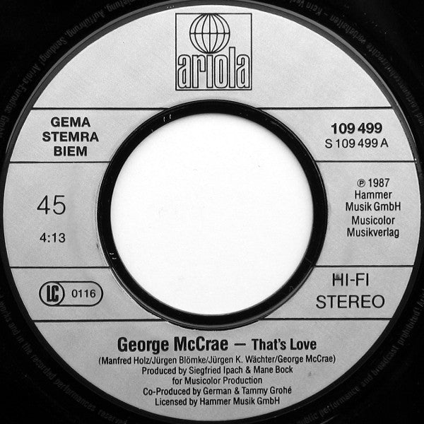 George McCrae : That's Love (7", Single)