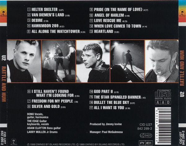 U2 : Rattle And Hum (CD, Album, RE)