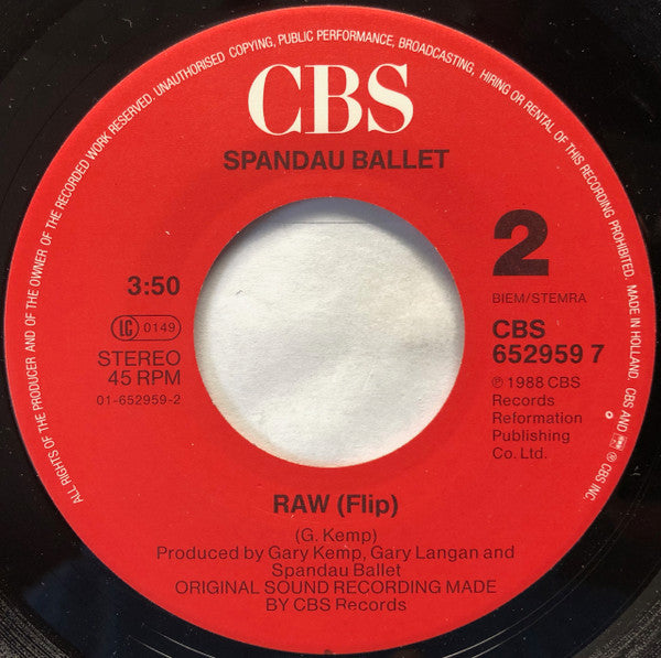 Spandau Ballet : Raw (7", Single)