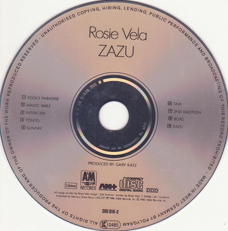 Rosie Vela : Zazu (CD, Album)
