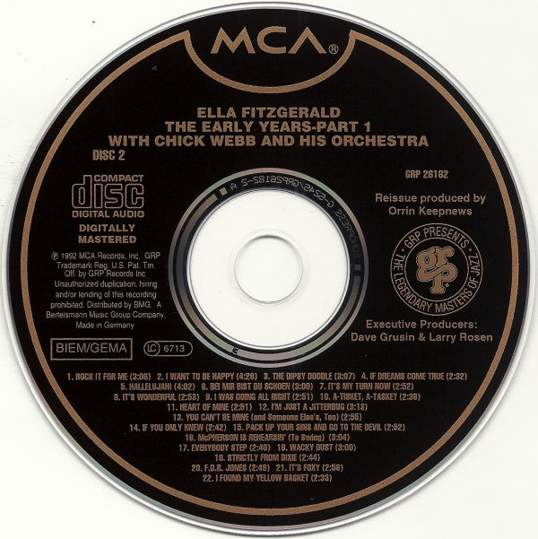 Ella Fitzgerald With Chick Webb And His Orchestra : The Early Years - Part 1 Featuring Ella Fitzgerald & Her Famous Orchestra (1935-1938) (2xCD, Comp, RE, RM)