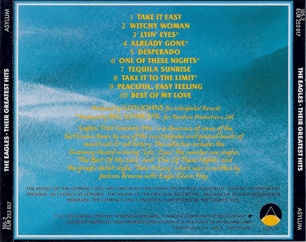 Eagles : Their Greatest Hits (1971-1975) (CD, Album, Comp, RE)
