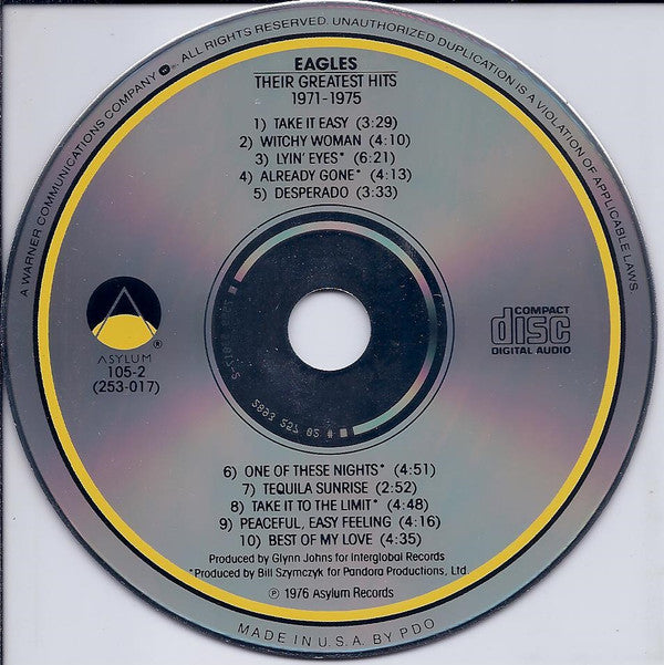 Eagles : Their Greatest Hits (1971-1975) (CD, Album, Comp, RE)